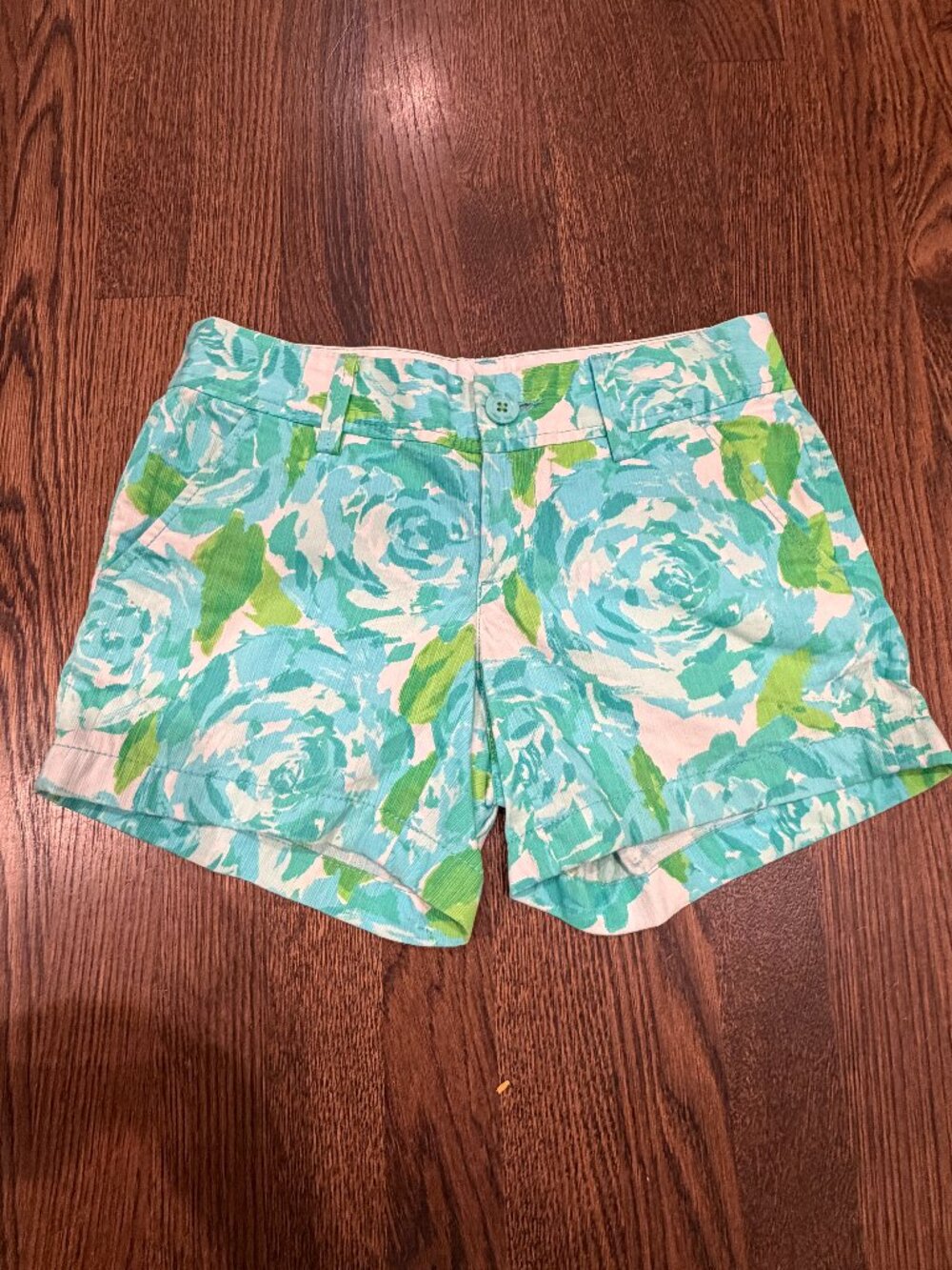 Lilly Pulitzer Callahan Shorts Blue Green Floral Print Preppy Summer Size 00